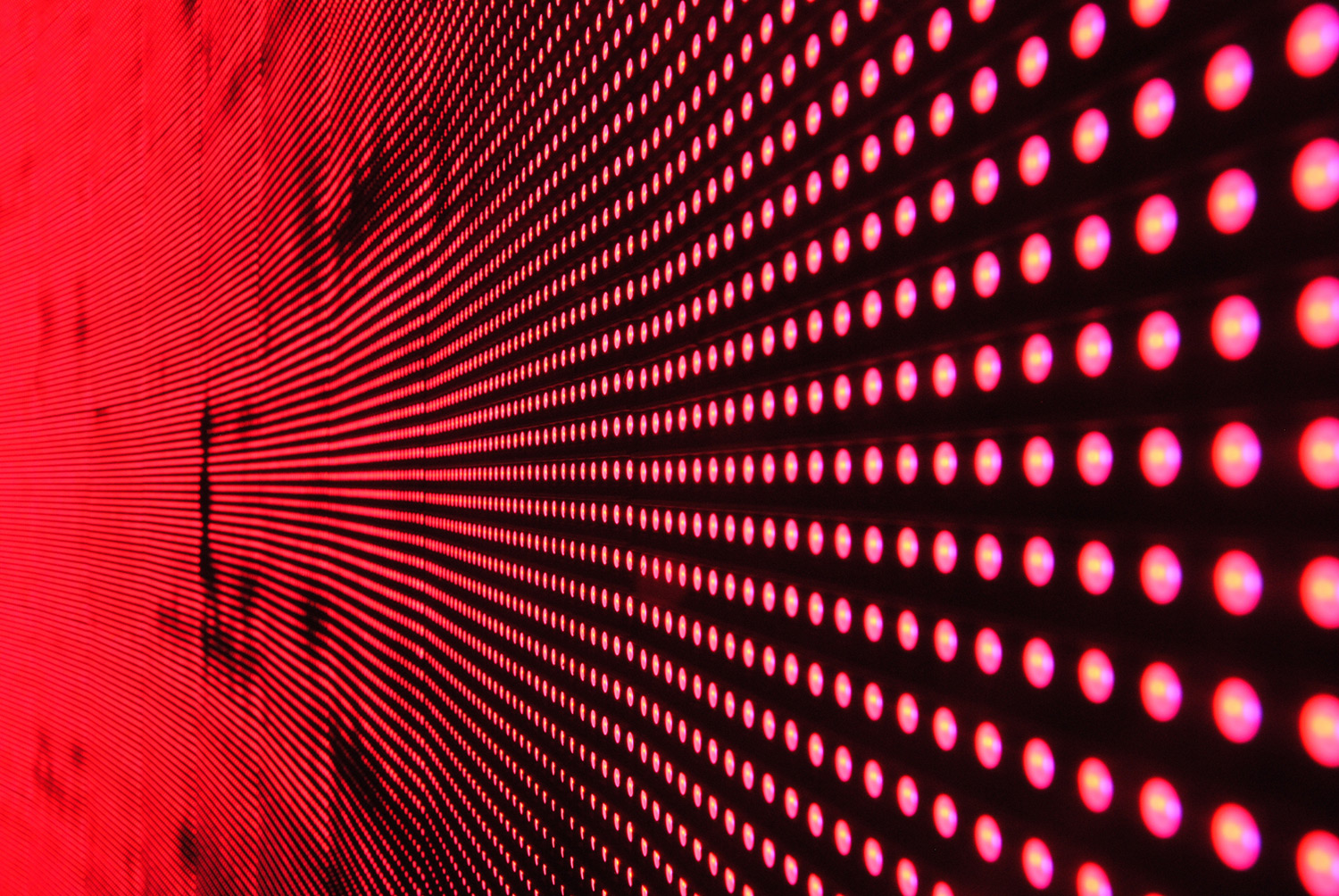 red wall with LED lights